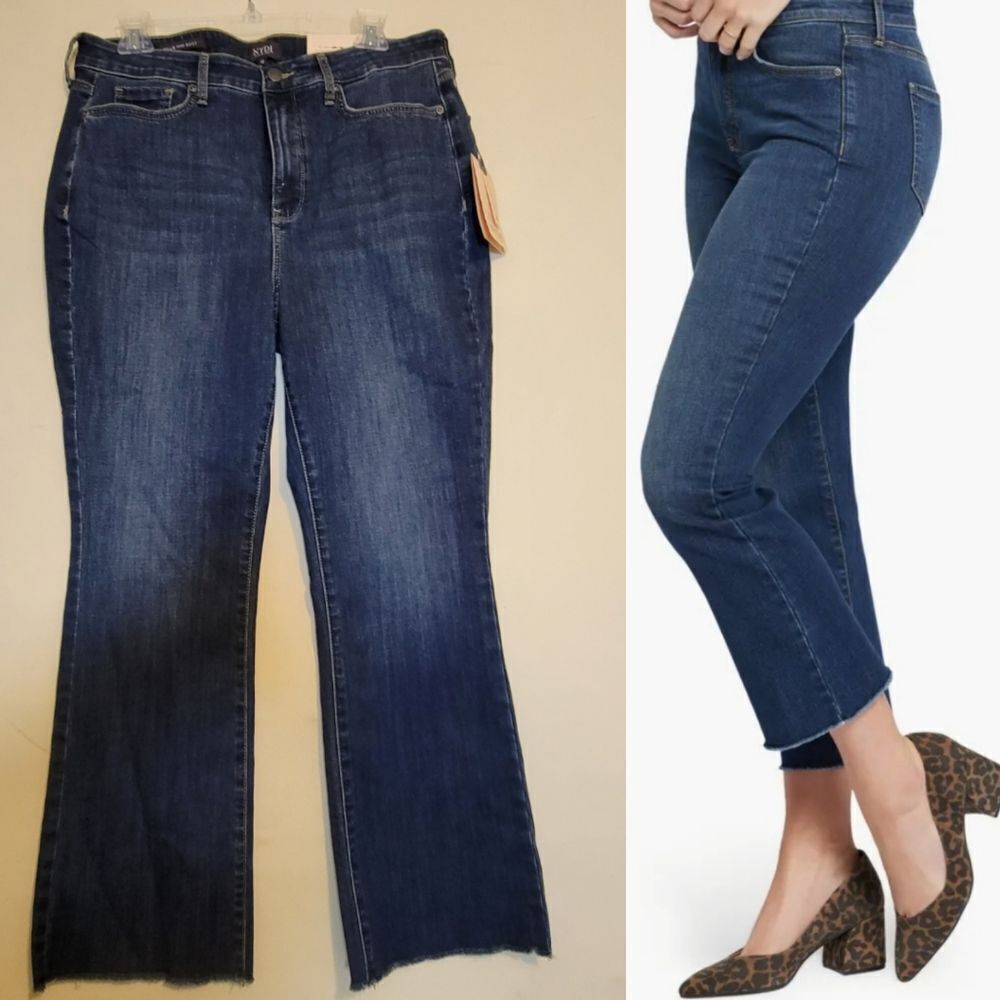 $129 NEW NYDJ 12 BILLIE MINI BOOT CUT ANKLE FRAY OLYMPUS JEANS NORDSTROM 27" NWT